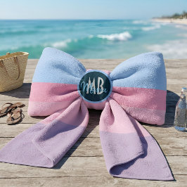Personalisiertes Monogramm Pastellrosa & Blau Stre Strandtuch