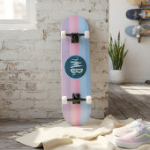 Personalisiertes Monogramm Pastellrosa & Blaue Str Skateboard