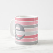 Personalisiertes Monogramm "Pink-Farbtöne" gestric Kaffeetasse (Vorderseite Links)