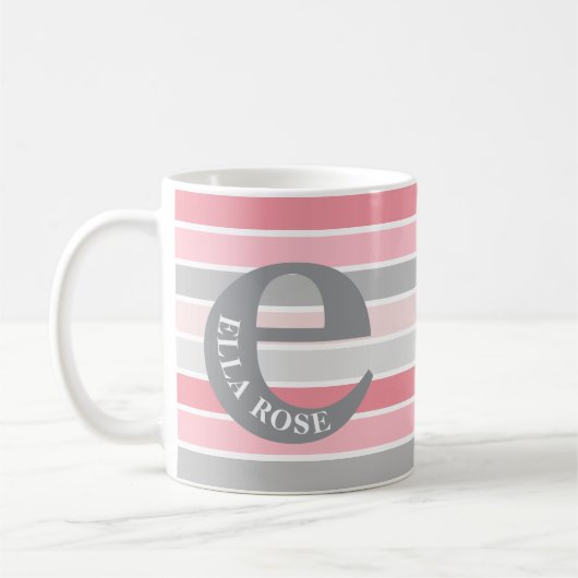 Personalisiertes Monogramm "Pink-Farbtöne" gestric Kaffeetasse (Links)