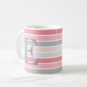 Personalisiertes Monogramm "Pink-Farbtöne" gestric Kaffeetasse (Vorderseite Links)