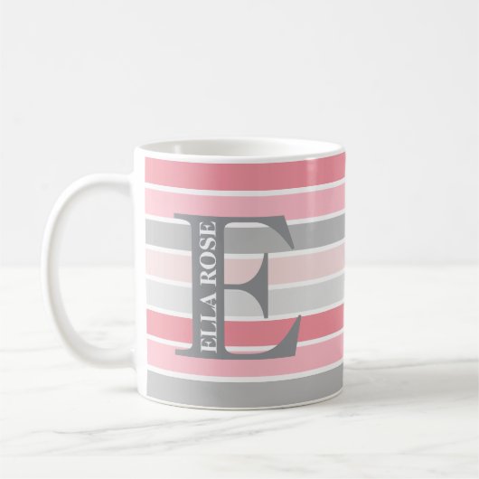 Personalisiertes Monogramm "Pink-Farbtöne" gestric Kaffeetasse (Links)