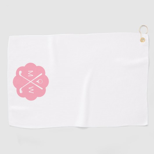 Personalisiertes Monogramm Pink Golfhandtuch (Horizontal)