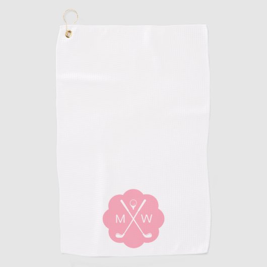 Personalisiertes Monogramm Pink Golfhandtuch (Vorderseite)