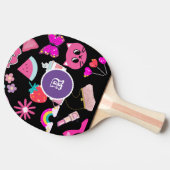 Personalisiertes Monogramm Pinky Girly Colorful Tischtennis Schläger (Seitenansicht)