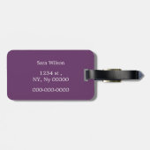 Personalisiertes Monogramm Quatrefolie Lila und we Gepäckanhänger (Rückseite horizontal)