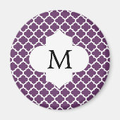 Personalisiertes Monogramm Quatrefolie Lila und we Magnet (Vorne)