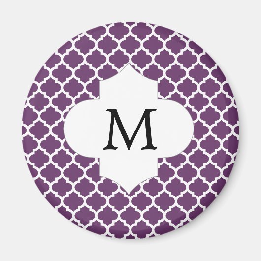 Personalisiertes Monogramm Quatrefolie Lila und we Magnet (Vorne)
