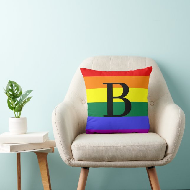 Personalisiertes Monogramm-Rainbow-LGBT-Prix-Gesch Kissen (Stuhl )