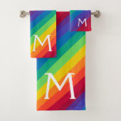 Personalisiertes Monogramm Regenbogenfarbene Badeh Badhandtuch Set (Insitu)