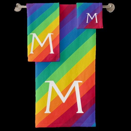 Personalisiertes Monogramm Regenbogenfarbene Badeh Badhandtuch Set