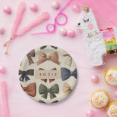 Personalisiertes Monogramm Retro-Vintage-Schleifen Pappteller (Party)