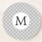 Personalisiertes Monogramm-Ringe-Muster Sandstein Untersetzer (Vorne)