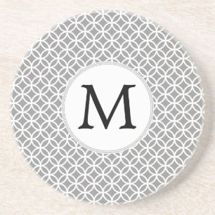 Personalisiertes Monogramm-Ringe-Muster Sandstein Untersetzer