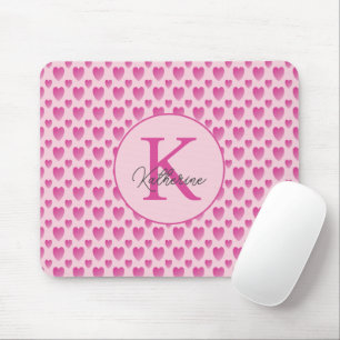 Personalisiertes Monogramm rosa Herzen Mousepad