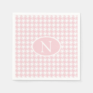 Personalisiertes Monogramm Rosa Houndstooth Karo Serviette