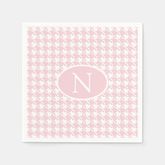 Personalisiertes Monogramm Rosa Houndstooth Karo Serviette (Vorderseite)