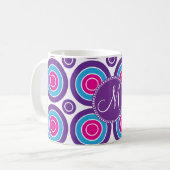 Personalisiertes Monogramm-Rosa-lila Kreis-Muster Kaffeetasse (Vorderseite Links)