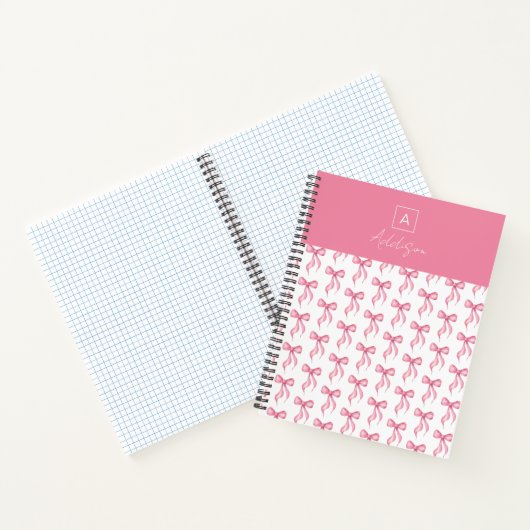 Personalisiertes Monogramm rosa Muster Notizblock (Innenseite)