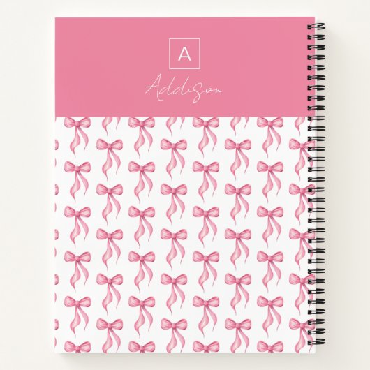 Personalisiertes Monogramm rosa Muster Notizblock (Rückseite)