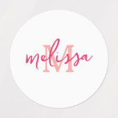 Personalisiertes Monogramm Rosa Sakura Etiketten (Design 1)