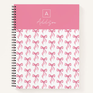 Personalisiertes Monogramm Rosa Schleifenmuster Notizblock