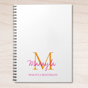 Personalisiertes Monogramm Rosa Skript Name  Notizblock