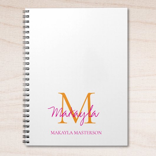 Personalisiertes Monogramm Rosa Skript Name  Notizblock