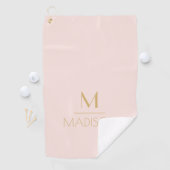 Personalisiertes Monogramm, rosa und goldfarben |  Golfhandtuch (Insitu)