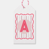 Personalisiertes Monogramm Rosa Wellenrand Geschenkanhänger (Vorderseite)