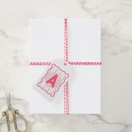 Personalisiertes Monogramm Rosa Wellenrand Geschenkanhänger (Mit Garn)