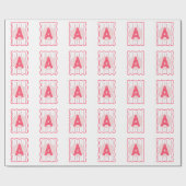 Personalisiertes Monogramm Rosa Wellenrand Geschenkpapier (Flach)