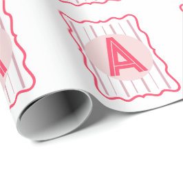 Personalisiertes Monogramm Rosa Wellenrand Geschenkpapier