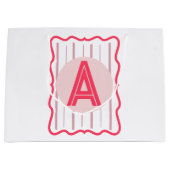 Personalisiertes Monogramm Rosa Wellenrand Große Geschenktüte (Vorderseite)