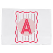 Personalisiertes Monogramm Rosa Wellenrand Große Geschenktüte (Rückseite)