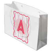 Personalisiertes Monogramm Rosa Wellenrand Große Geschenktüte (Rückseite Schrägansicht)