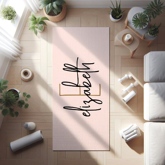Personalisiertes Monogramm Rosa Yogamatte