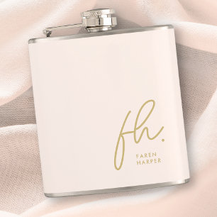 Personalisiertes Monogramm Roségold Chic Junggesel Flachmann