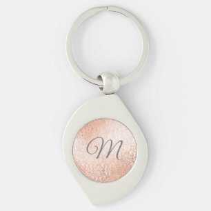Personalisiertes Monogramm Roségold Damast Schlüsselanhänger