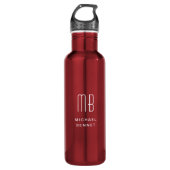 Personalisiertes Monogramm Rot Edelstahlflasche (Vorderseite)