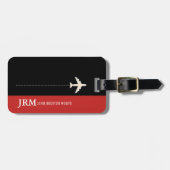 Personalisiertes Monogramm Rot / Flugzeug Gepäckanhänger (Vorderseite horizontal)