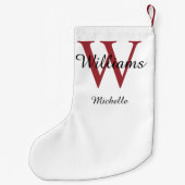Personalisiertes Monogramm Rot Kleiner Weihnachtsstrumpf (Rückseite)