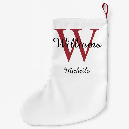 Personalisiertes Monogramm Rot Kleiner Weihnachtsstrumpf (Rückseite)