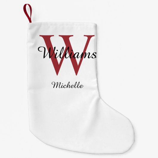 Personalisiertes Monogramm Rot Kleiner Weihnachtsstrumpf (Vorderseite)