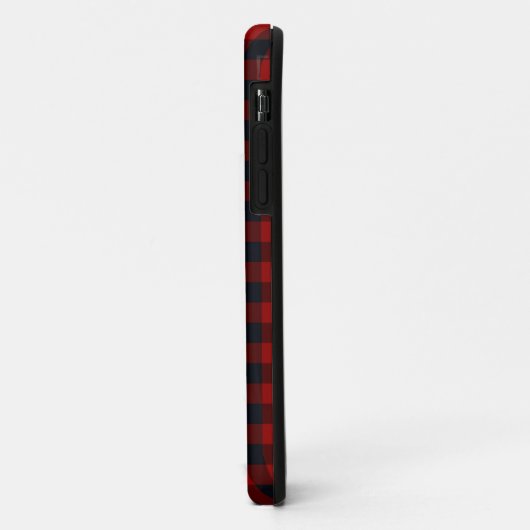 Personalisiertes Monogramm Rot und Schwarz Buffalo Case-Mate iPhone Hülle (Hinten/Links)