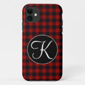 Personalisiertes Monogramm Rot und Schwarz Buffalo Case-Mate iPhone Hülle (Rückseite)