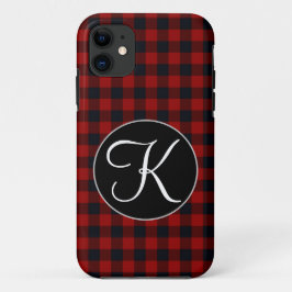 Personalisiertes Monogramm Rot und Schwarz Buffalo Case-Mate iPhone Hülle