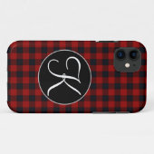 Personalisiertes Monogramm Rot und Schwarz Buffalo Case-Mate iPhone Hülle (Rückseite (Horizontal))
