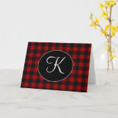 Personalisiertes Monogramm Rot und Schwarz Buffalo Karte (Gelbe Blume)