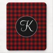 Personalisiertes Monogramm Rot und Schwarz Buffalo Mousepad (Vorne)